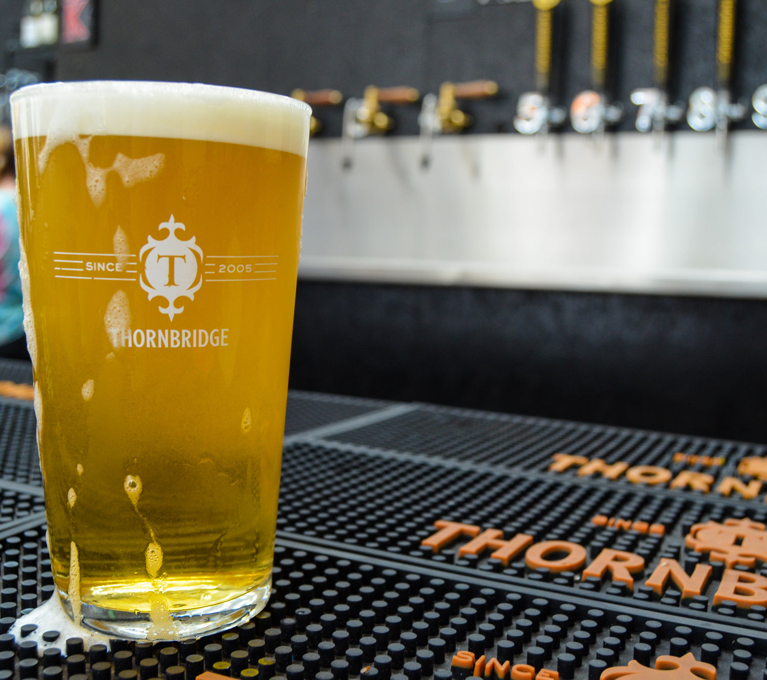 Pint of Beer on the bar in the Tap room 