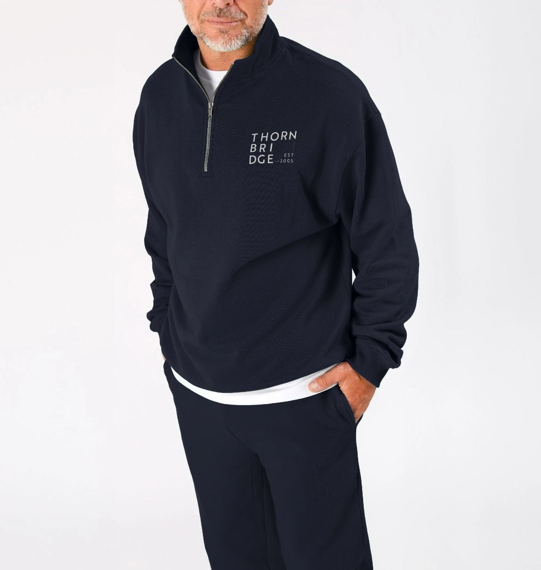 Thornbridge Logo 1/4 Zip Sweat Printed Sweater Thornbridge