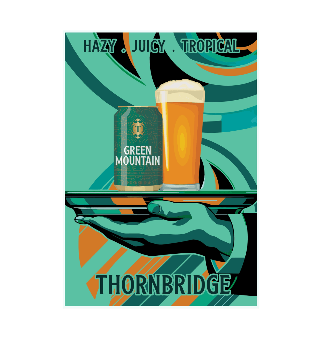 Green Mountain Vintage Print Printed A3 Paper Thornbridge