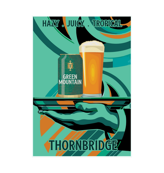 Green Mountain Vintage Print Printed A3 Paper Thornbridge