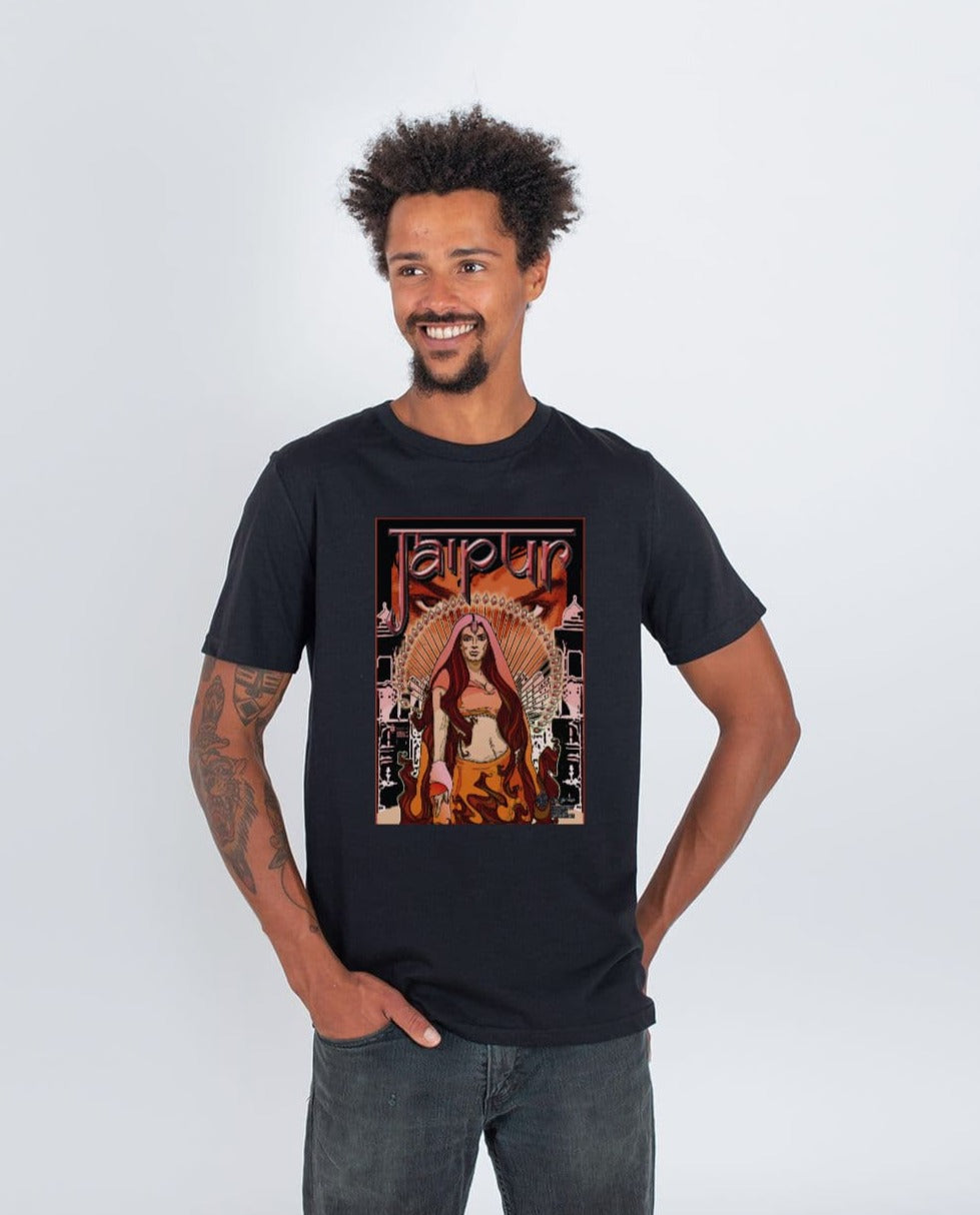 Jaipur retro poster t shirt Printed T-shirt Thornbridge