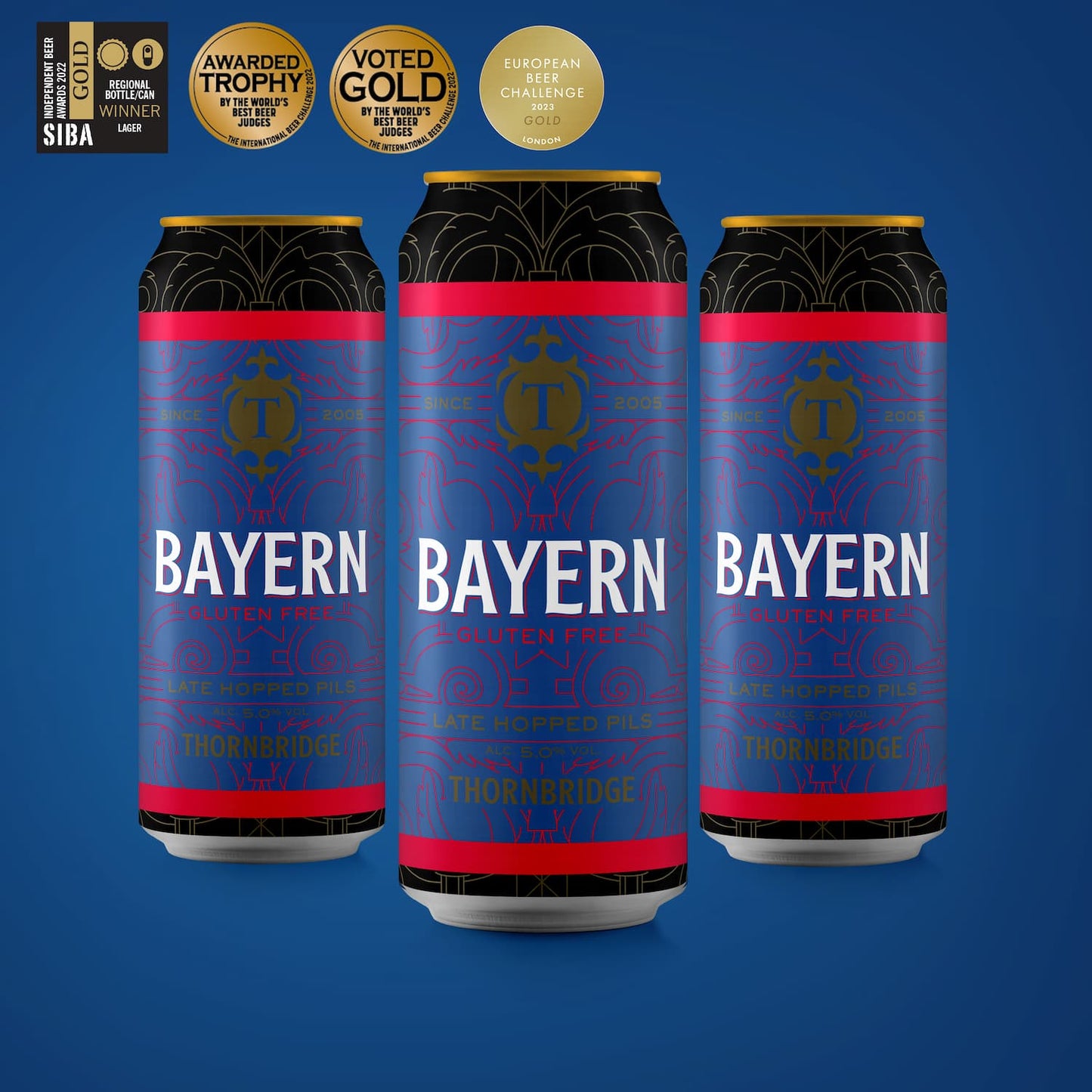 Bayern, 5% Late Hopped Pils 12 x 440 ml cans Beer - Case Cans Thornbridge