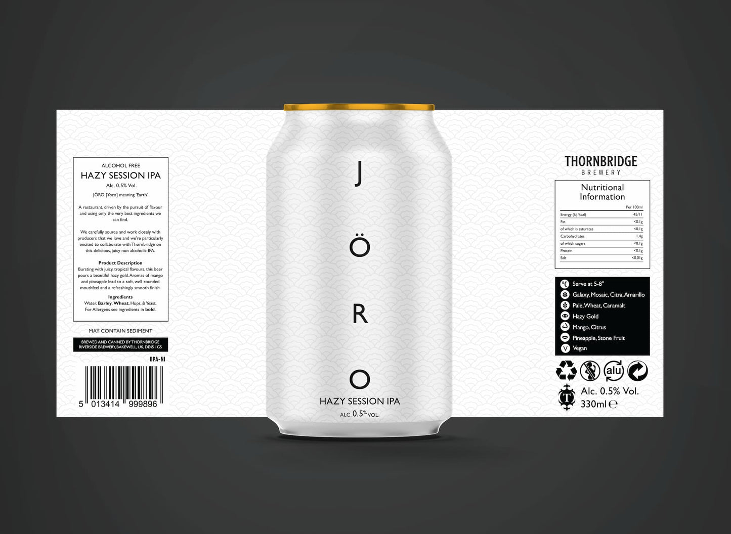 JÖRO, Alcohol Free Hazy Session IPA Beer - Cans Thornbridge
