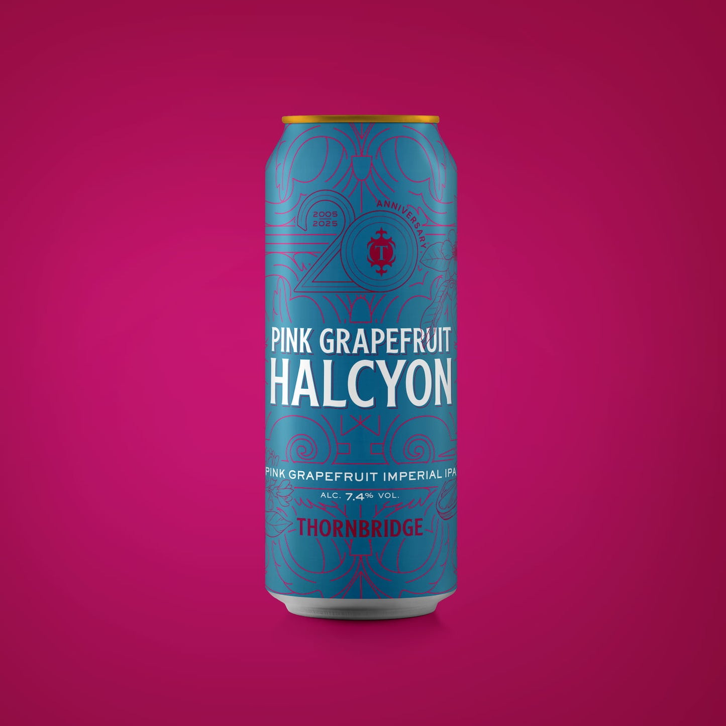 Pink Grapefruit Halcyon, 7.4% Imperial IPA 440ml can Beer - Single Can Thornbridge