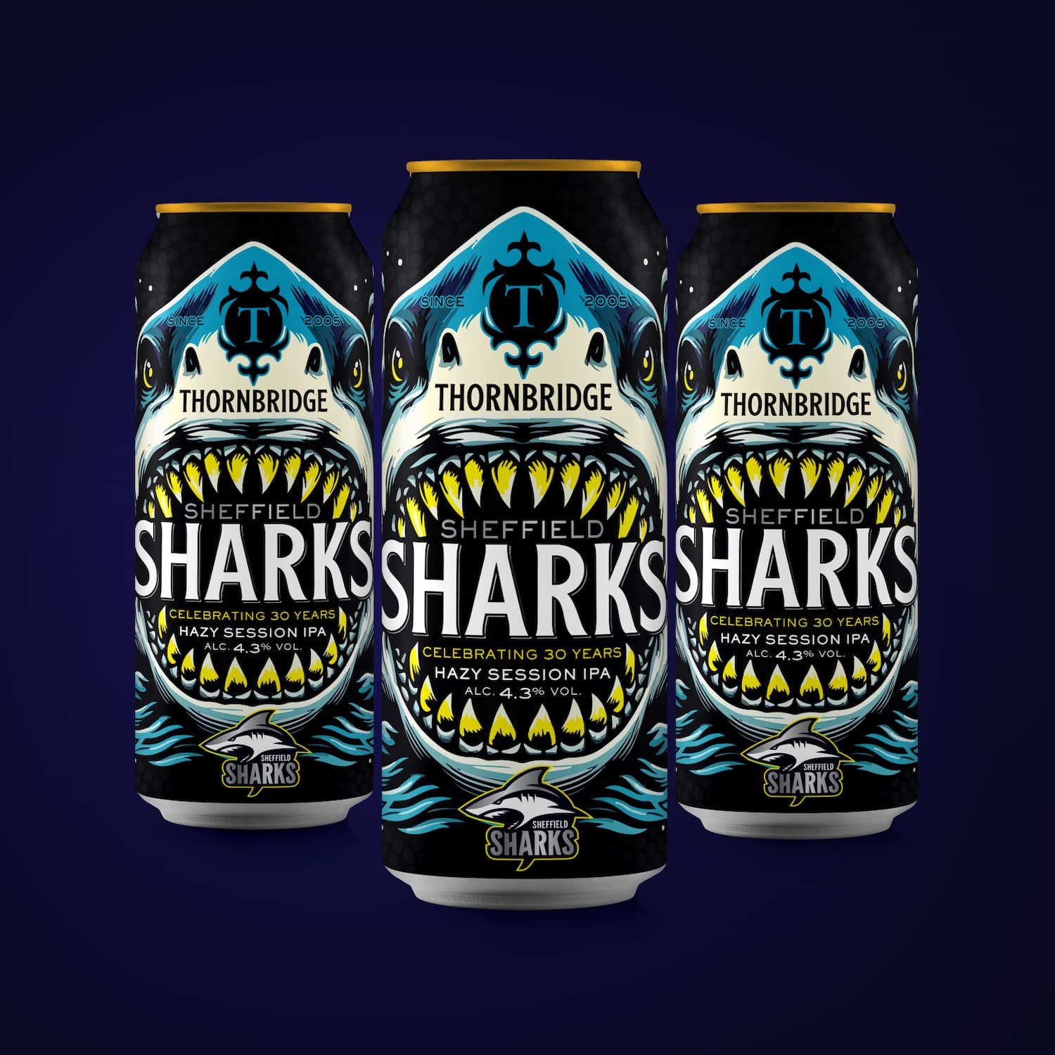 Sharks 4.3% Hazy Session IPA 12 x 440ml cans Beer - Case Cans Thornbridge