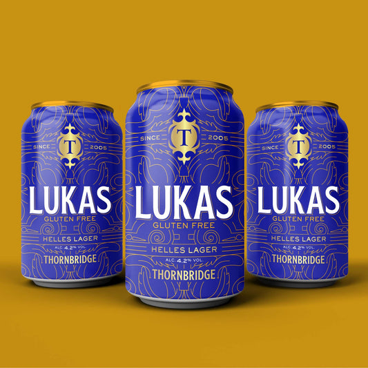 Lukas, 4.2% Helles Lager (Gluten Free) 12x330ml cans Beer - Case Cans Thornbridge